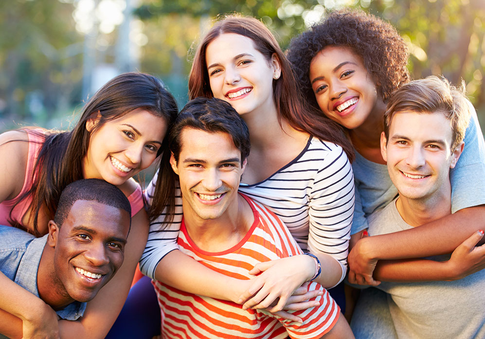 Teenage friends hanging out