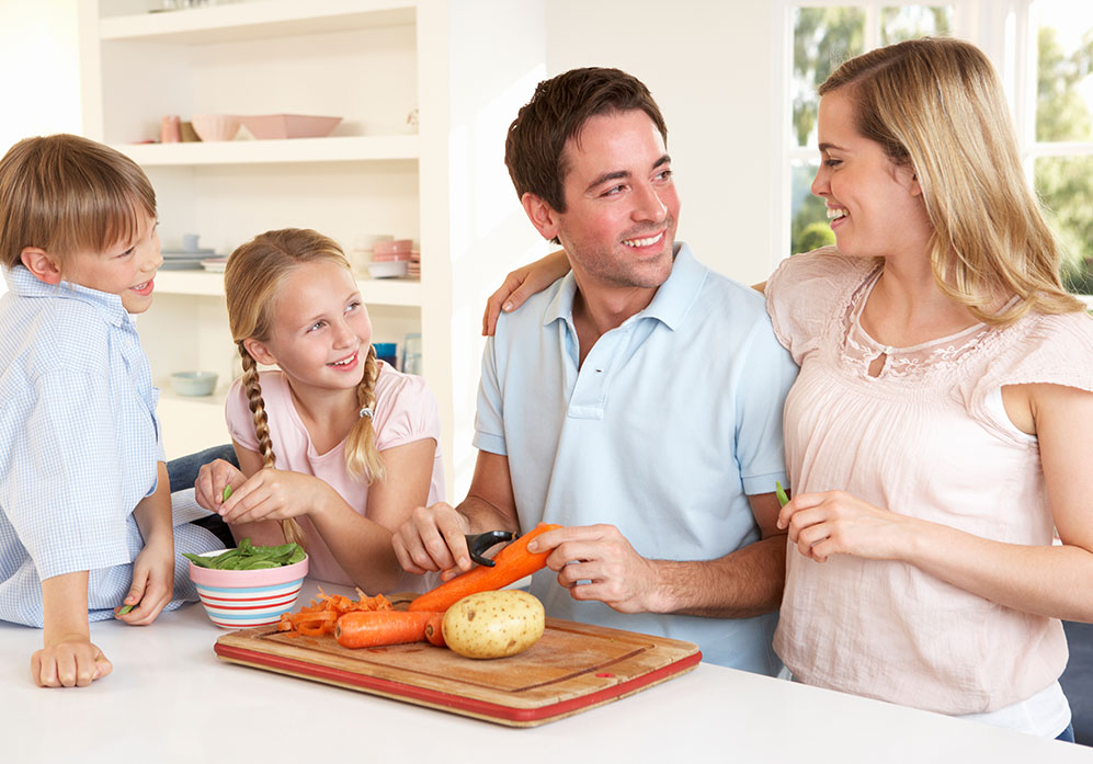 Family having lunch together